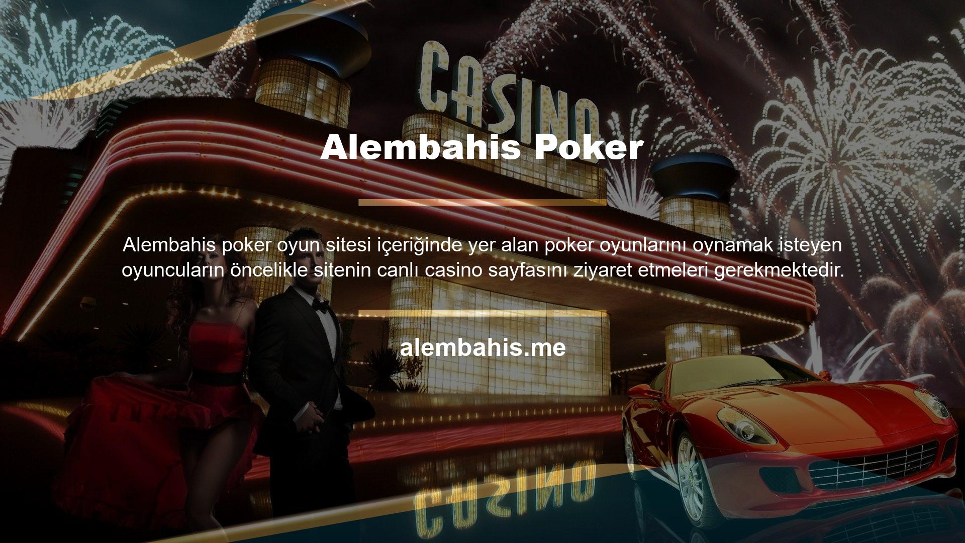 Bu sayfadaki Oyunlarda Poker seçeneğine tıklayarak kolayca bir poker oyununa başlayabilirsiniz